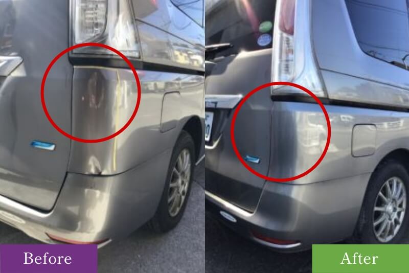 日産セレナ、ヘコミの修理事例
