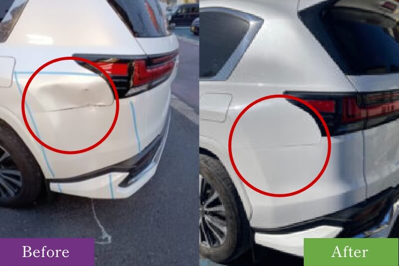 レクサスLX、ヘコミの修理事例