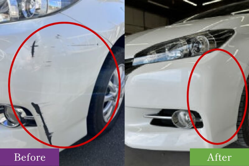 トヨタウィッシュ、バンパーすり傷・ヘコミの修理事例