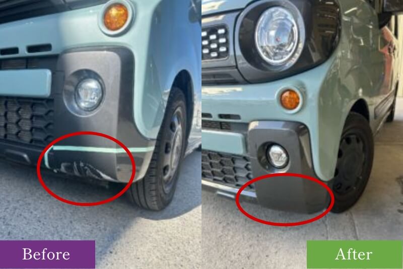 マツダフレア、バンパーすり傷・ヘコミの修理事例